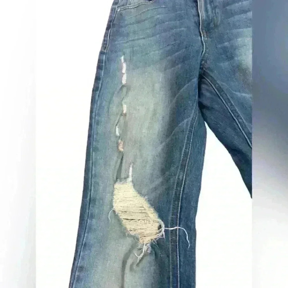 REVICE Denim High Rise Crop Mom Blue Jeans Distressed Light Wash Women's 28 USA - Picture 6 of 15